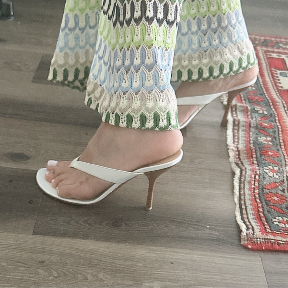 Moschino kitten heel white mules